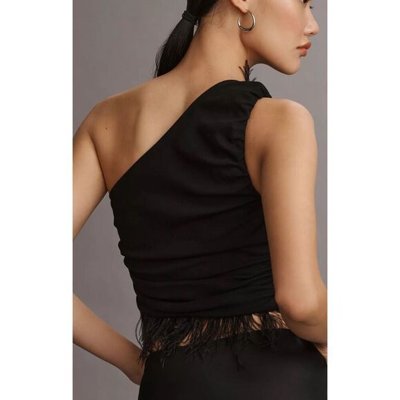NWT Anthropologie Feathered One-Shoulder Top, Small $100 F8 - Picture 2 of 7